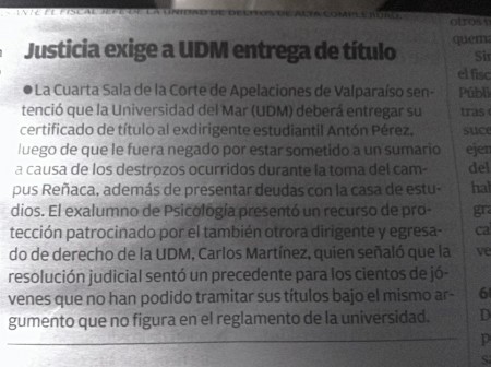 Lunes 26 de Mayo; El Mercurio de Valparaiso. 